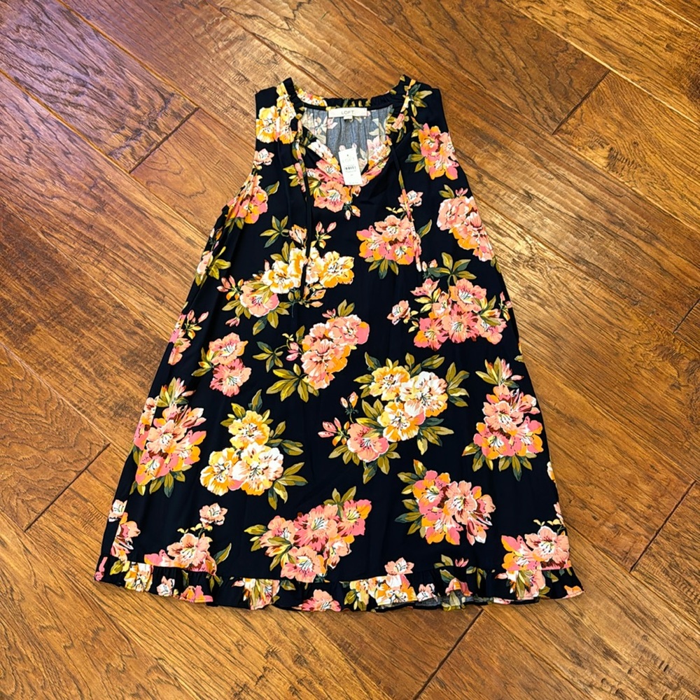 Loft. Blue floral dress. Women’s size medium. BRAND NEW WITH TAGS!!